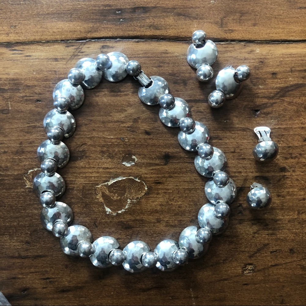 1950s Napier silver tone necklace and earrings